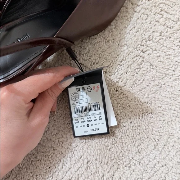 burgundy Slingback Heels Massimo Dutti - Picture 3 of 7